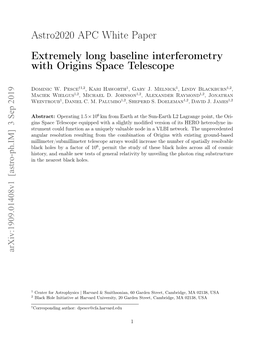 Astro2020 APC White Paper Extremely Long Baseline Interferometry with Origins Space Telescope
