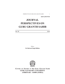 Perspectives on Guru Granth Sahib-Prelims