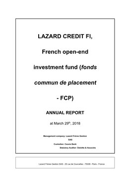 Annual Report Lazard Credit Fi