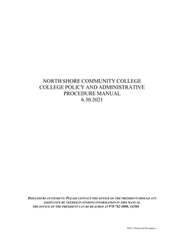 NSCC Policies and Administration Procedures Manual