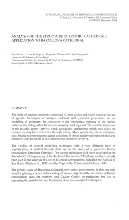 ANAL YSIS of the STRUCTURE of GOTHIC CATHEDRALS Appllcation to BARCELONA CATHEDRAL
