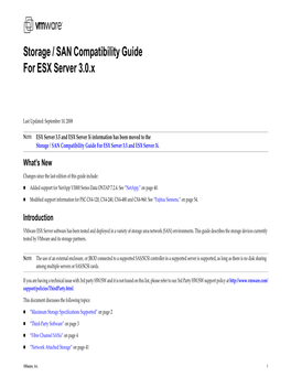 Storage / SAN Compatibility Guide for ESX Server 3.0.X