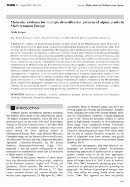 Molecular Evidence for Multiple Diversification Patterns of Alpine