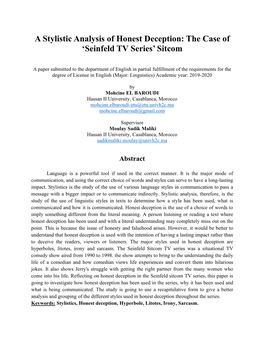 A Stylistic Analysis of Honest Deception: the Case of ‘Seinfeld TV Series’ Sitcom