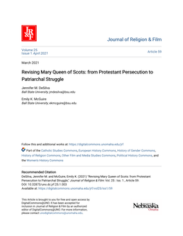 Revising Mary Queen of Scots: from Protestant Persecution to Patriarchal Struggle