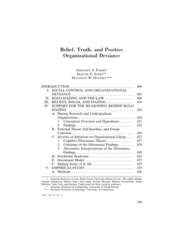 Belief, Truth, and Positive Organizational Deviance