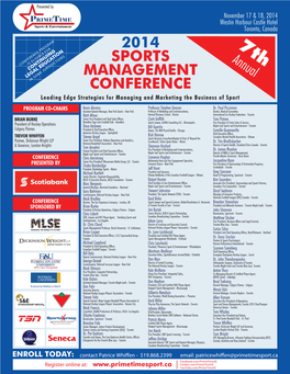 2014 SPORTS MANAGEMENT CONFERENCE Personal Information