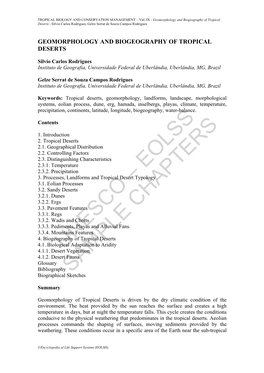 Geomorphology and Biogeography of Tropical Deserts - Silvio Carlos Rodrigues, Gelze Serrat De Souza Campos Rodrigues