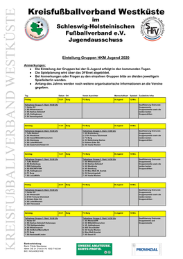 Kreisfußballverband Westküste Im Schleswig-Holsteinischen Fußballverband E.V