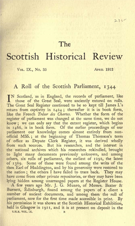 A Roll of the Scottish Parliament, 1344 Know