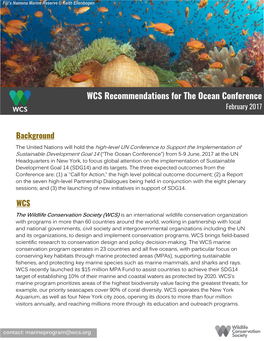 WCS Recommendations for the Ocean Conference February 2017