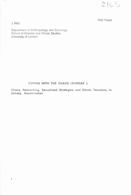 Phd Thesis J. RIGI Department of Anthropology and Sociology