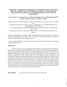 Prebiotic Synthesis of Methionine and Other Sulfur-Containing Organic Compounds on the Primitive Earth: a Contemporary Reassessm