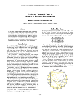 Predicting Unsolvable Deals in the Birds of a Feather Solitaire Game