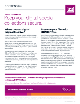 Contentdm Digital Preservation Feature Flier