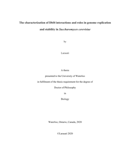 The Characterization of Dbf4 Interactions and Roles in Genome Replication