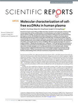 Molecular Characterization of Cell-Free Eccdnas in Human Plasma