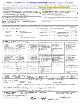 Case 0:18-Cv-62790-DPG Document 1-1 Entered on FLSD Docket 11/16/2018 Page 1 of 1 Case 0:18-Cv-62790-DPG Document 1 Entered on FLSD Docket 11/16/2018 Page 1 of 63