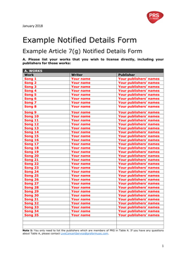 Example Notified Details Form Example Article 7(G) Notified Details Form