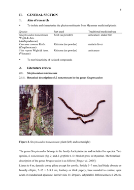 II. GENERAL SECTION 1. Aim of Research � to Isolate and Characterize the Phytoconstituents from Myanmar Medicinal Plants