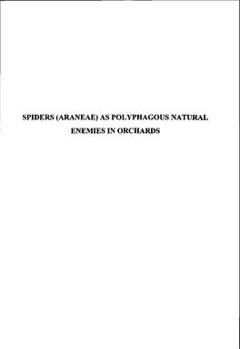 (Araneae) As Polyphagous Natural Enemies in Orchards