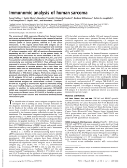 Immunomic Analysis of Human Sarcoma