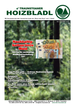 Nachhaltig- Keitsprämie Wald 100€/Ha Für Nachhaltige Waldbewirtschaftung S.6