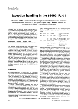 Exception Handling in the 68000, Part 1