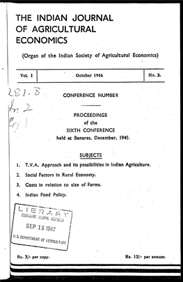 The Indian Journal of Agricultural Economics