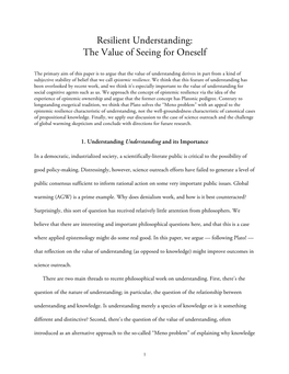 Resilient Understanding: the Value of Seeing for Oneself
