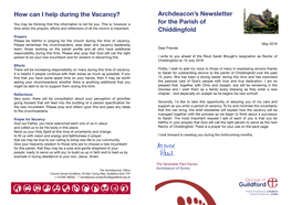 Archdeacon's Newsletter for the Parish of Chiddingfold How Can I