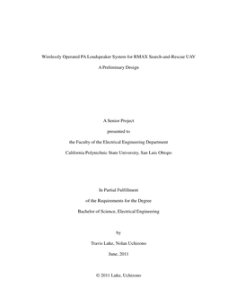 Wirelessly Operated PA Loudspeaker System for RMAX Search-And-Rescue UAV