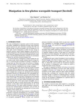 Dissipation in Few-Photon Waveguide Transport [Invited]