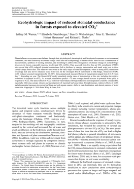 Ecohydrologic Impact of Reduced Stomatal Conductance in Forests