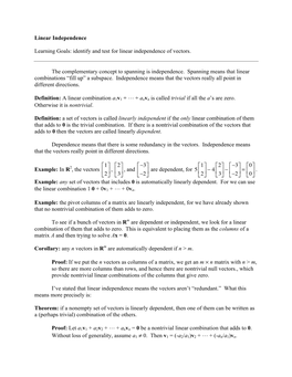 26 Linear Independence