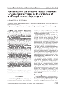 Fenticonazole: an Effective Topical Treatment for Superficial Mycoses As the First-Step of Antifungal Stewardship Program