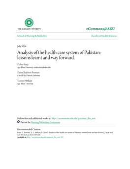 Analysis of the Health Care System of Pakistan: Lessons Learnt and Way Forward