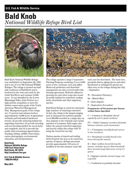 Bald Knob NWR Bird List