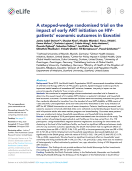 A Stepped-Wedge Randomised Trial on the Impact of Early ART Initiation On