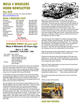 Mesa 4 Wheelers Horn Newsletter