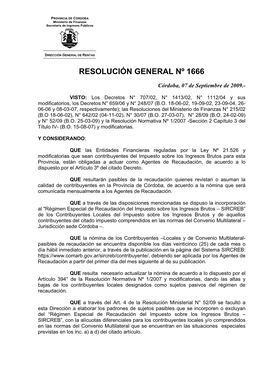 Resolución General Nº 1666
