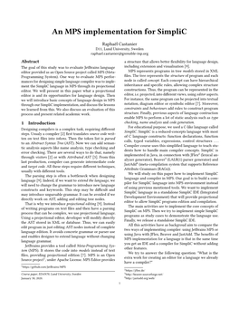 An MPS Implementation for Simplic