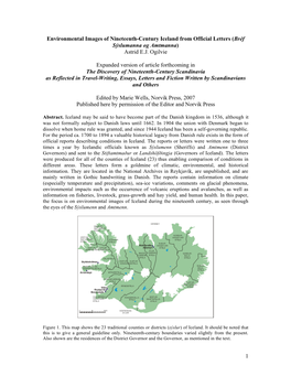 1 Environmental Images of Nineteenth-Century Iceland from Official Letters (Bréf Sýslumanna Og Amtmanna) Astrid E.J. Ogilvie E