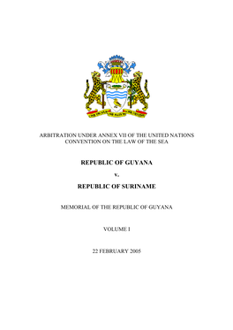 REPUBLIC of GUYANA V. REPUBLIC of SURINAME