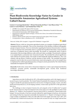 Plant Biodiversity Knowledge Varies by Gender in Sustainable Amazonian Agricultural Systems Called Chacras