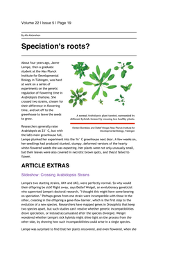The Scientist : Speciation's Roots?