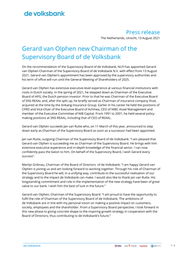 Press Release the Netherlands, Utrecht, 13 August 2021