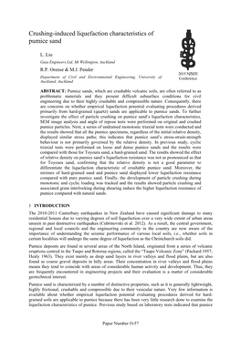 Crushing-Induced Liquefaction Characteristics of Pumice Sand