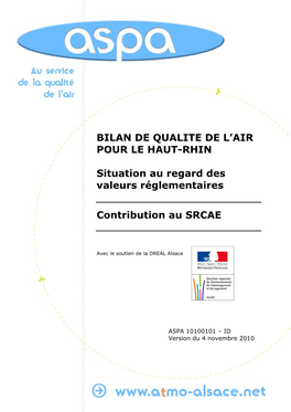 BILAN DE QUALITE DE L'air POUR LE HAUT-RHIN Situation Au Regard