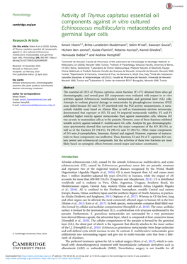 Activity of Thymus Capitatus Essential Oil Components Against in Vitro